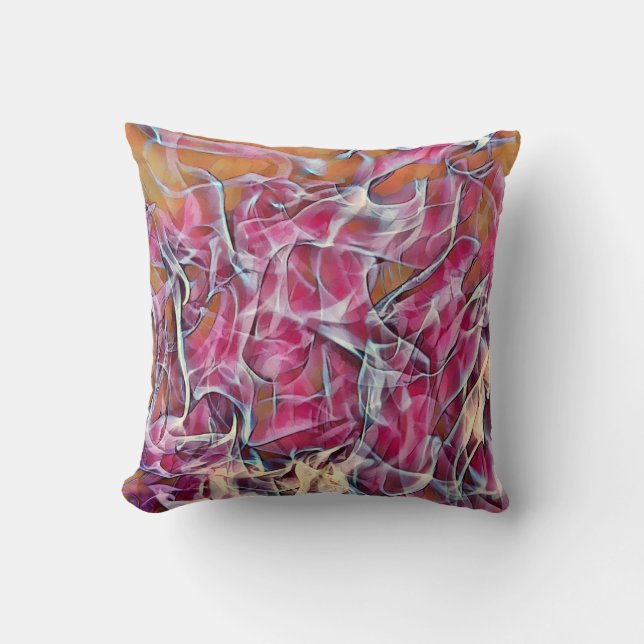 Abstract Art Pink Copper Tones Pillow (Front)