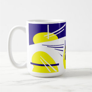 Abstract Art Positive Vibes Yellow Blue White Coffee Mug