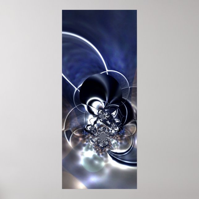 Abstract Art Poster Metal Reflect Blue (Front)