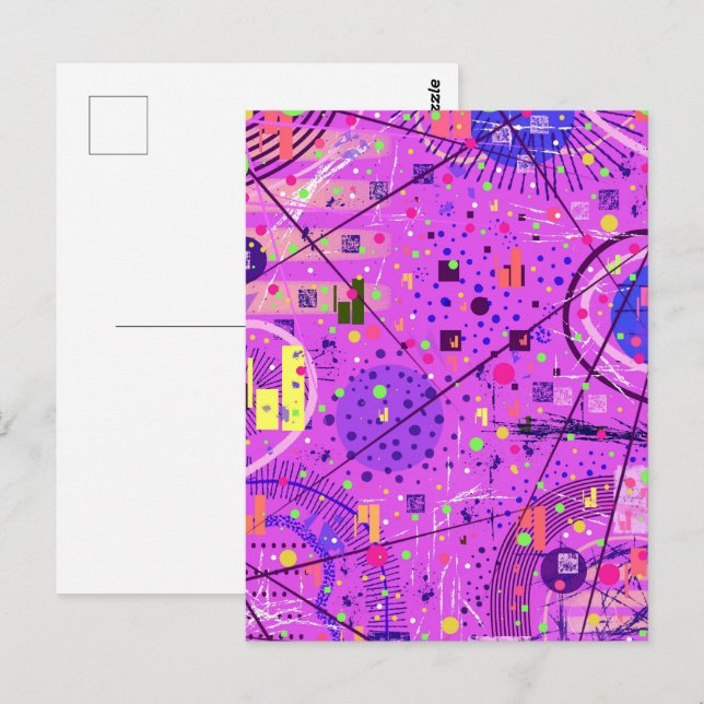 Abstract Art: Purple Glitch Postcard (Front/Back)