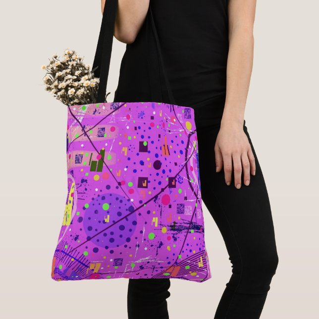 Abstract Art: Purple Glitch Tote Bag (Close Up)