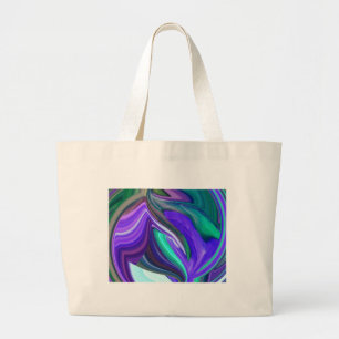 Abstract Art Purple N Teal Leaf Large Tote Bag