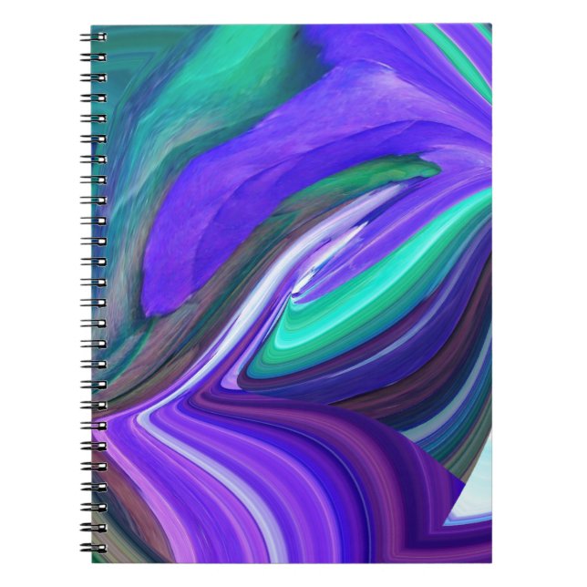 Abstract Art Purple N Teal Leaf Spiral Notebook (Front)