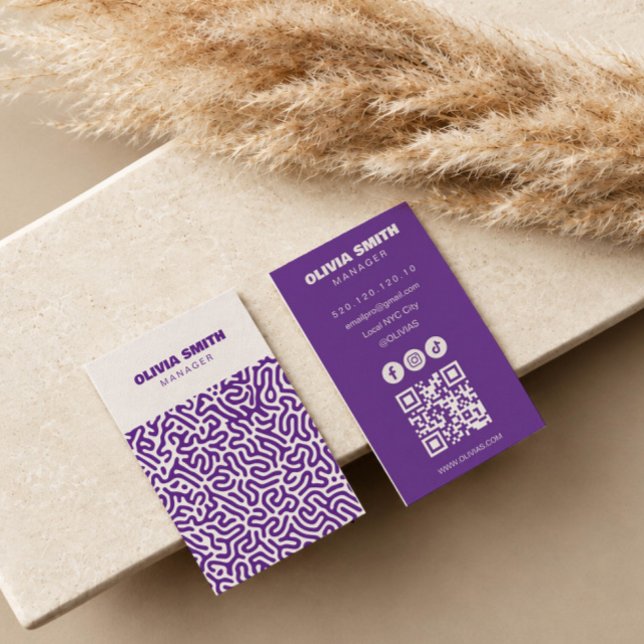 abstract art purple script business card (Creator Uploaded)