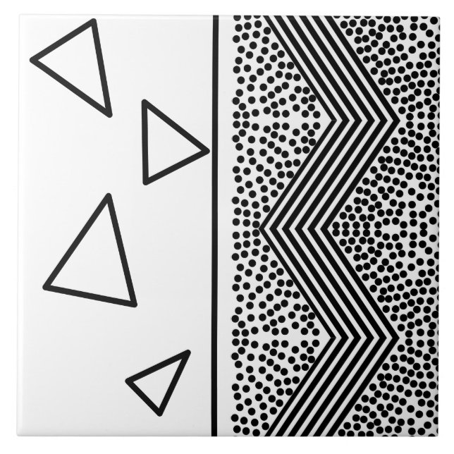 Abstract Art Pyramid Triangle Lines Pattern Tile (Front)
