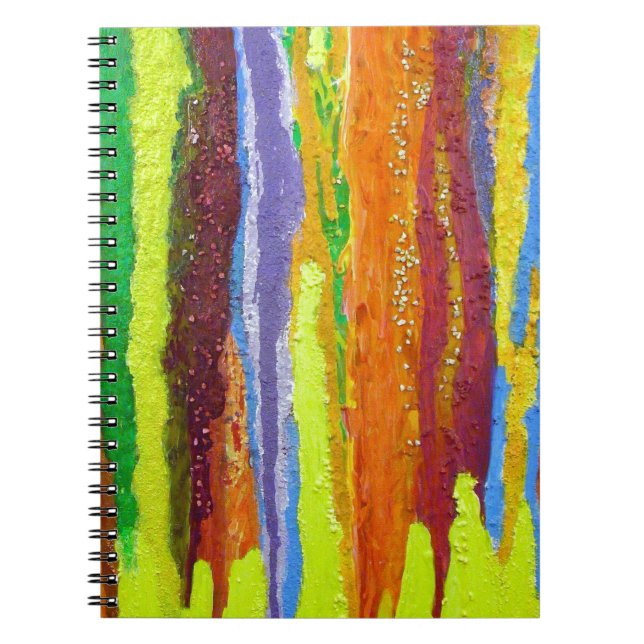 Abstract Art rainbow stripes paint drip Spiral Notebook (Front)