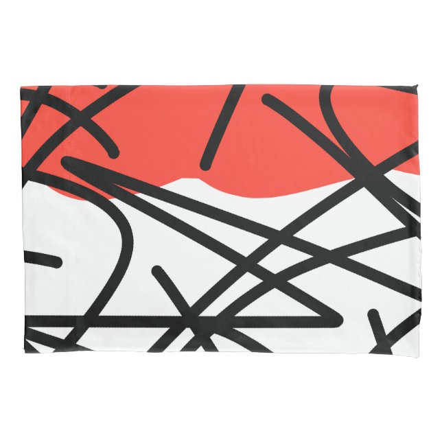 Abstract Art Red Black White Minimalism Pillowcase (Front)