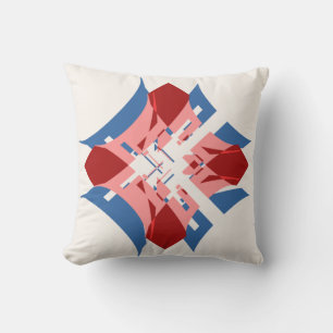Abstract Art Red Blue Pink Diamond Floral Design Cushion