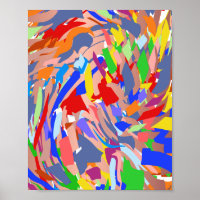Abstract Art Red Blue Yellow Rose Gold