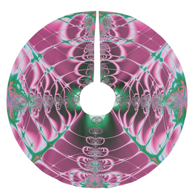 Abstract Art Red Flower Brushed Polyester Tree Skirt (Front)