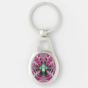 Abstract Art Red Flower Key Ring