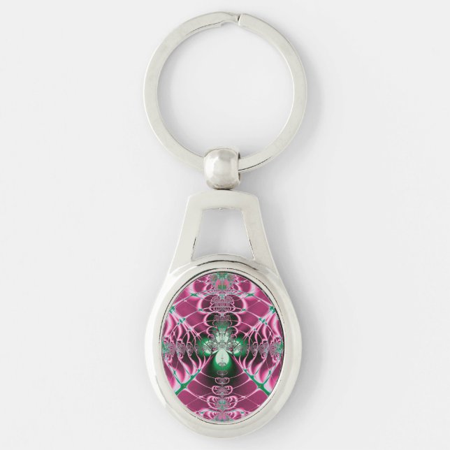 Abstract Art Red Flower Key Ring (Front)