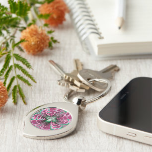 Abstract Art Red Flower Key Ring
