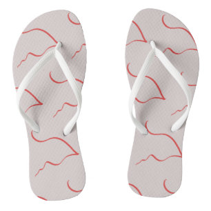Abstract Art Red Sketch Pattern Flip Flops