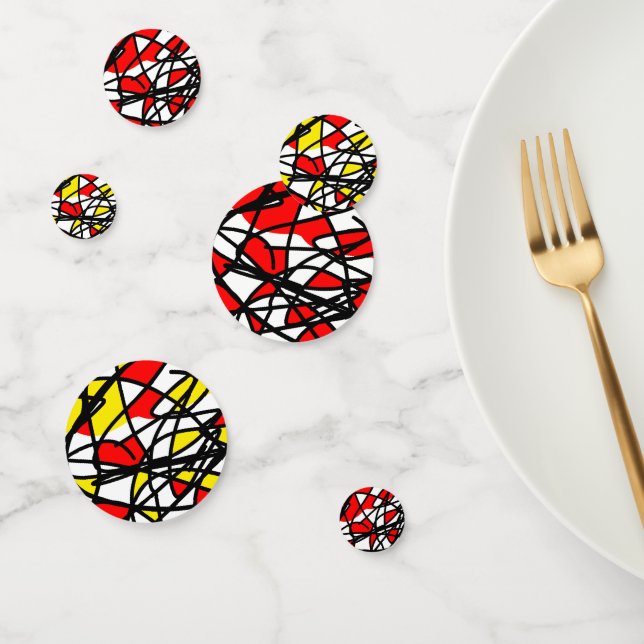 Abstract Art Red Yellow Black White Confetti (Group)