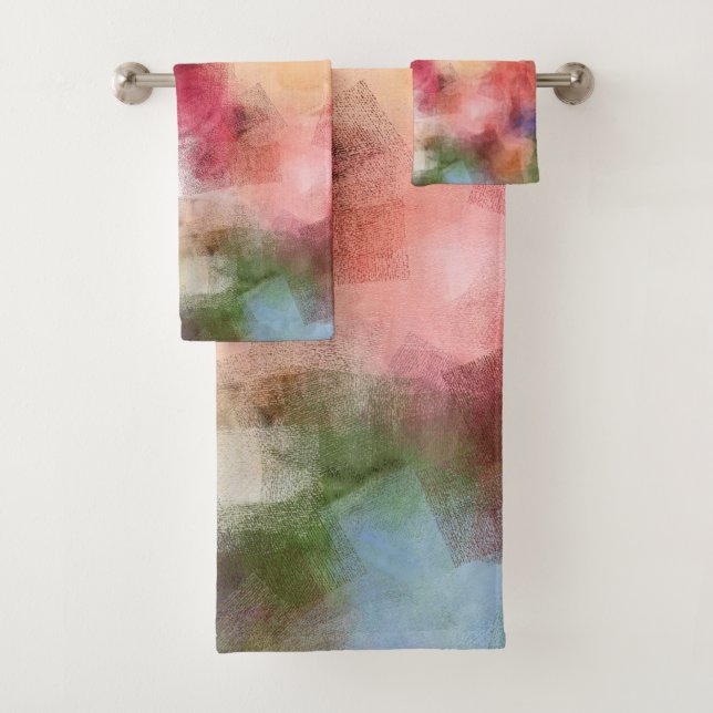 Abstract Art Roses Flowers Modern Floral Elegant Bath Towel Set (Insitu)