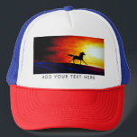 Abstract Art Running Horse White Red Blue Modern Trucker Hat<br><div class="desc">Abstract Art Running Horse White Red Blue Elegant Modern Template Trucker Hat.</div>