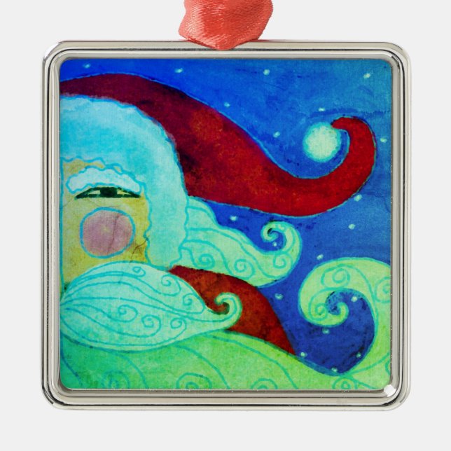 Abstract Art Santa Claus Metal Tree Decoration (Front)
