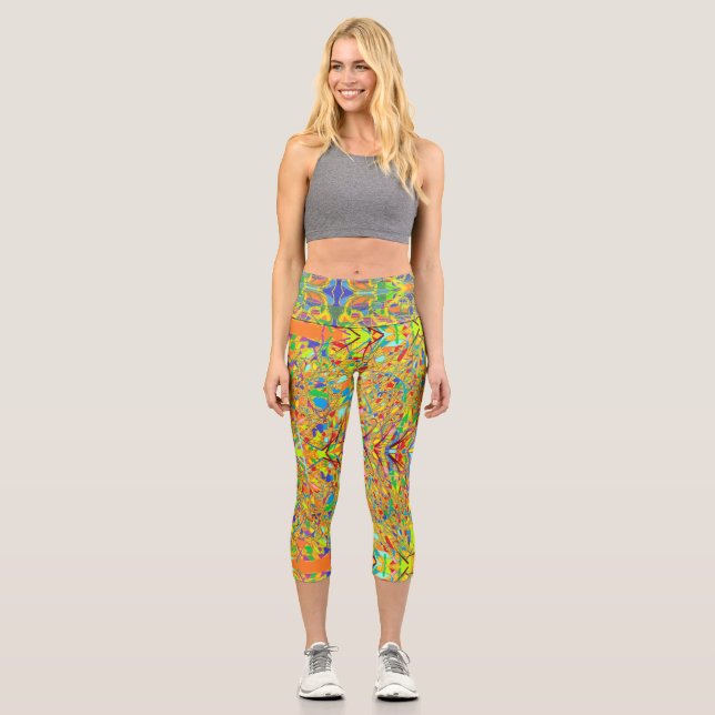 Abstract art sari desig capri leggings (Front)