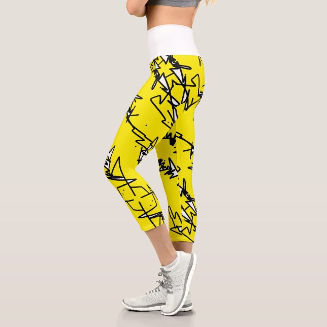 Abstract Art Sketch Lines Curves Leggings (Left)