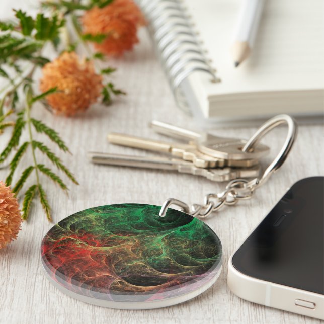 Abstract Art Space Fire Key Ring (Front Right)