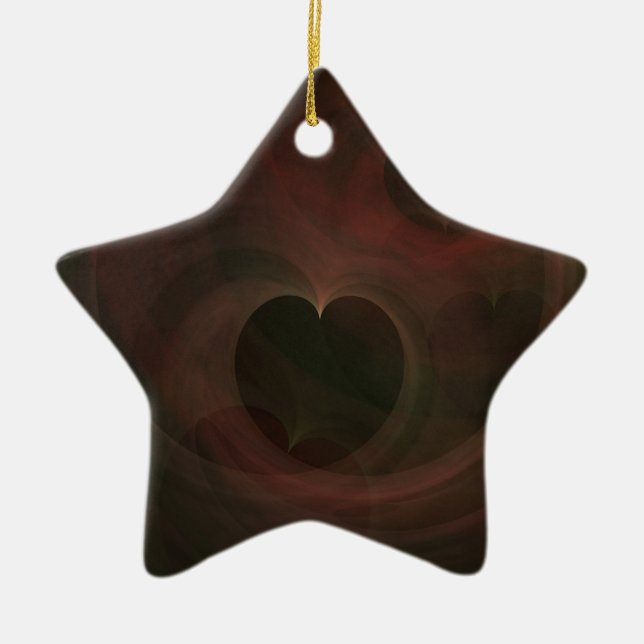 Abstract Art Space Hearts Ceramic Tree Decoration (Front)