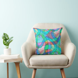 Abstract Art - Squiggly Loops Seamless Pattern 14 Cushion