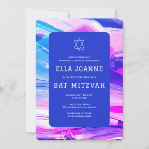 Abstract Art Star of David Custom Bar Bat Mitzvah Invitation