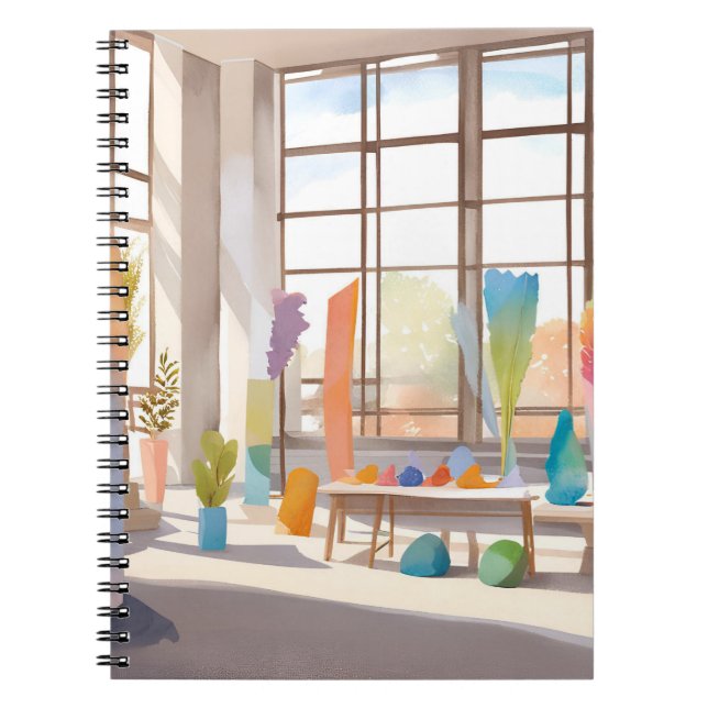 Abstract Art Studio | Bright Airy Watercolor Notebook (Front)