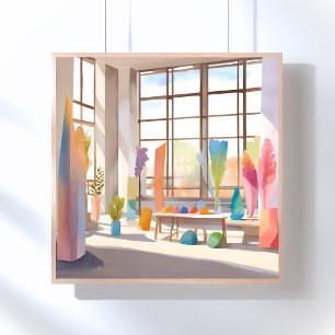 Abstract Art Studio Bright Airy Watercolor Poster