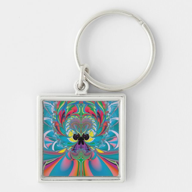 Abstract Art Summer Butterfly Key Ring (Front)