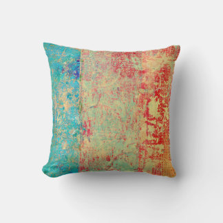 Abstract Art Texture Painting Turquoise Red Green Cushion