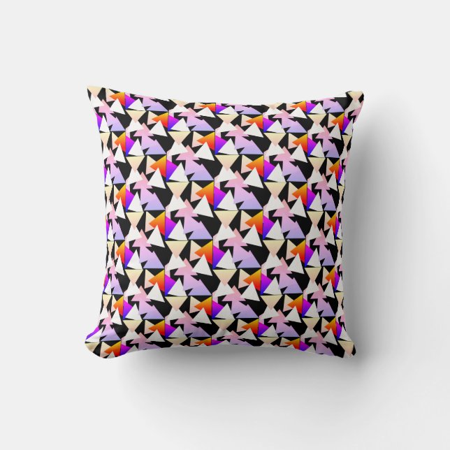 Abstract Art Triangle Pyramid Purple Pink Cushion (Front)