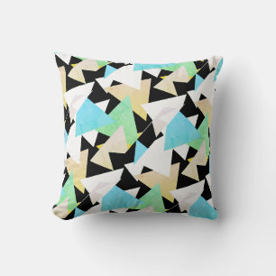 Abstract Art Triangle Pyramid Yellow Green Cushion