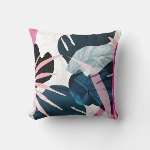 Abstract art tropical leaves background. Wallpaper Cushion