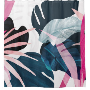 Abstract art tropical leaves background. Wallpaper Shower Curtain