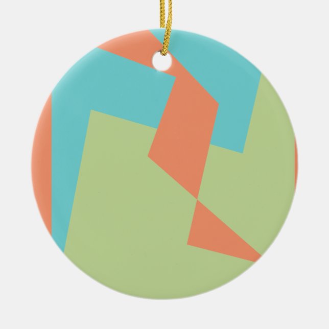 Abstract Art Turquoise Blue Green Ceramic Tree Decoration (Front)