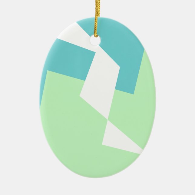 Abstract Art Turquoise Blue Green Ceramic Tree Decoration (Front)