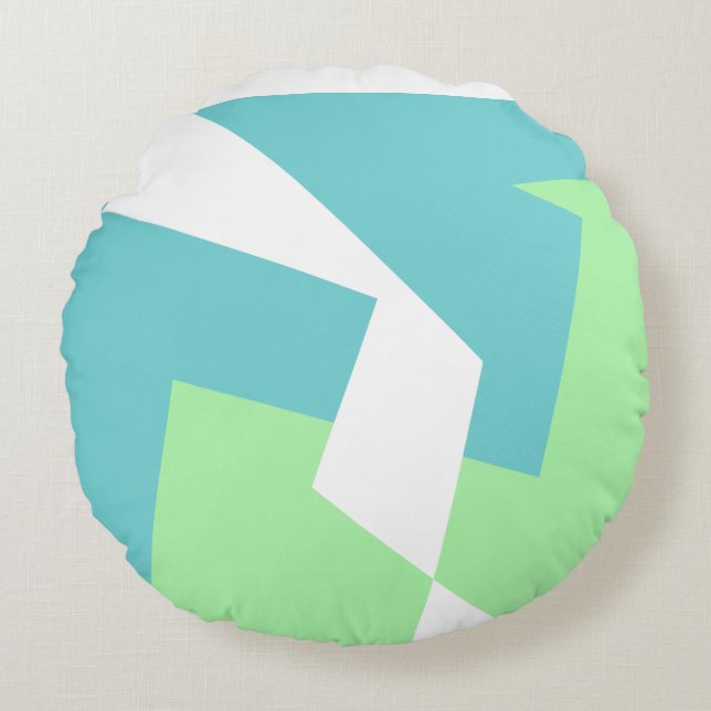 Abstract Art Turquoise Blue Green Round Cushion (Front)