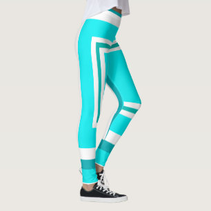 Abstract Art Turquoise Green Blue White Leggings