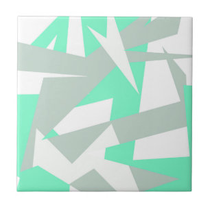 Abstract Art Turquoise Grey White Pastel Tile