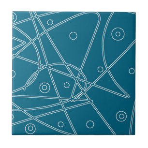 Abstract Art Turquoise Lines Circles Minimalism Tile