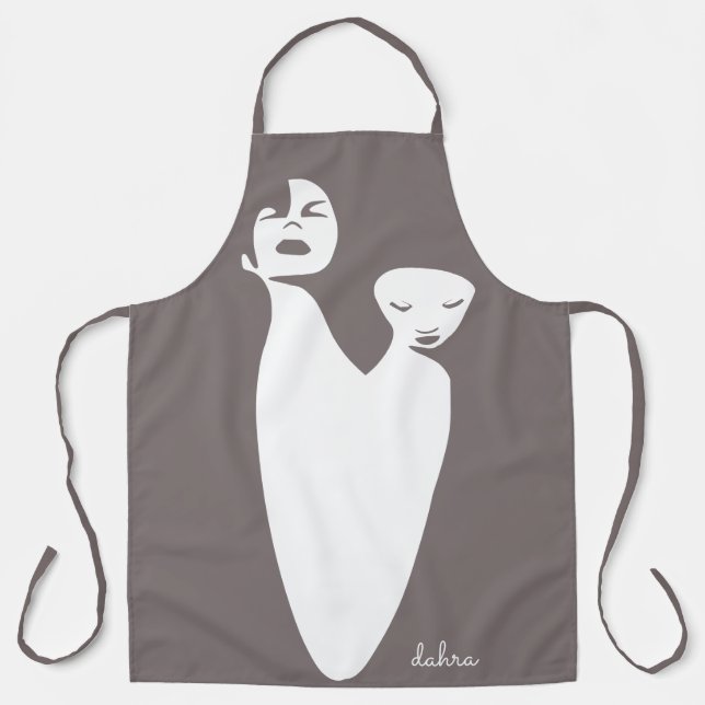 Abstract Art Two Black Women Apron (Front)