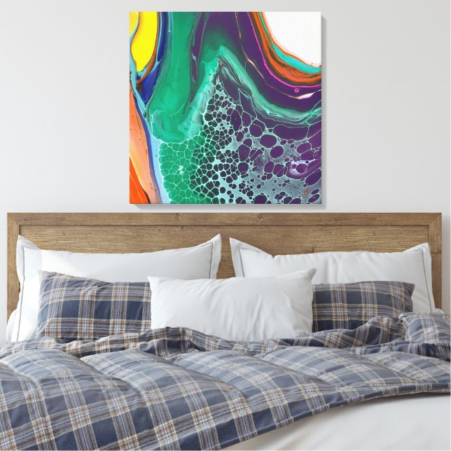 Abstract Art Unique Colourful Canvas Print (Insitu(Bedroom))