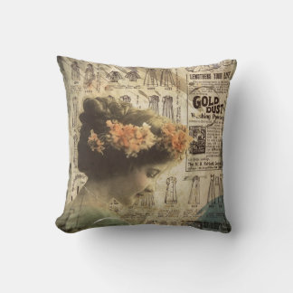 Abstract Art Vintage Girl Clothing Fashion Ads Cushion