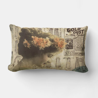 Abstract Art Vintage Girl Clothing Fashion Lumbar Cushion