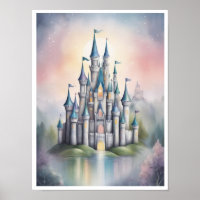 Abstract Art Wall Poster Fairy Tale Castle