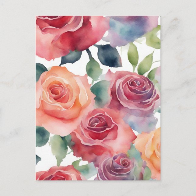 Abstract Art - Watercolor Roses  Postcard (Front)