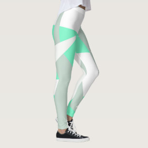 Abstract Art White Grey Turquoise Pastel Leggings