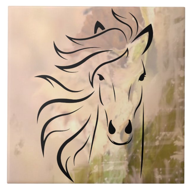 abstract art Wild Horse Tile (Front)